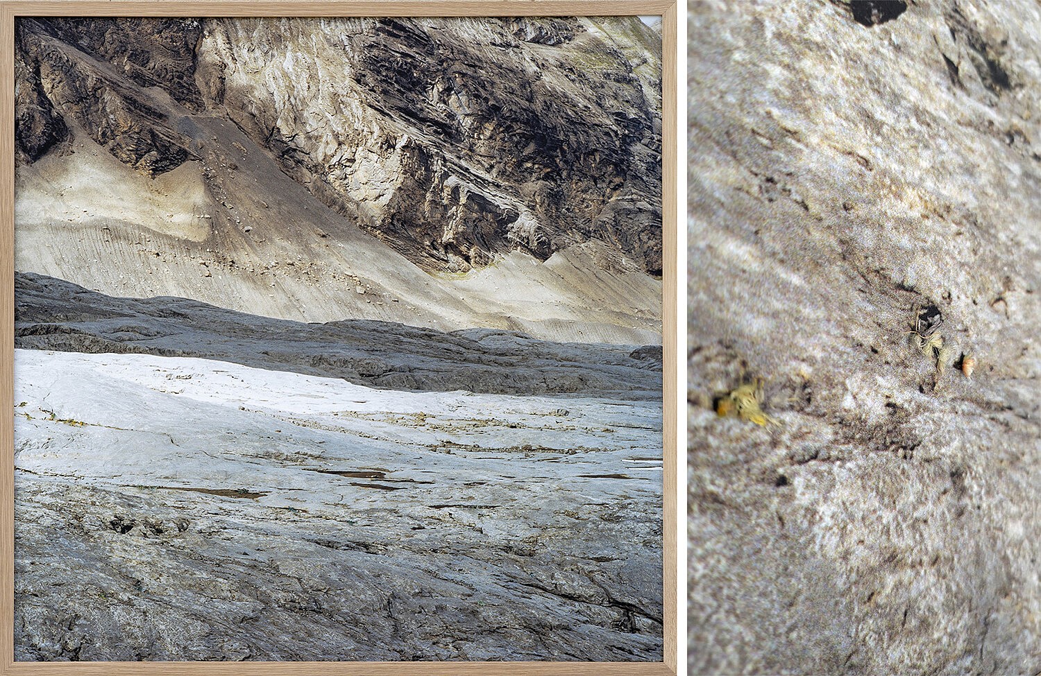 Après la Glace #3 . 2024 | Pièce Unique . 70x70 cm Photographie numérique, impression pigmentaire, papier Awagami Kozo 110g, fils de soie teinture naturelle